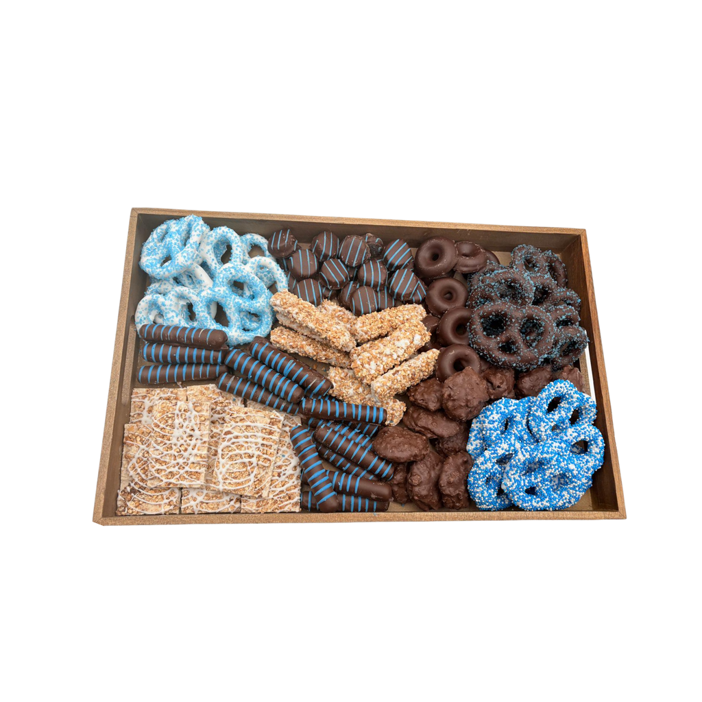 Premium Assorted Chocolates On Wood Board - Blue