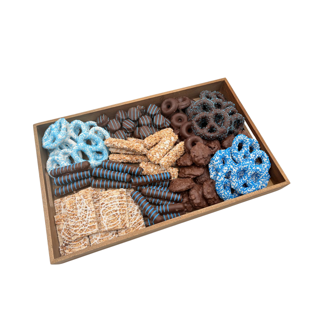 Premium Assorted Chocolates On Wood Board - Blue