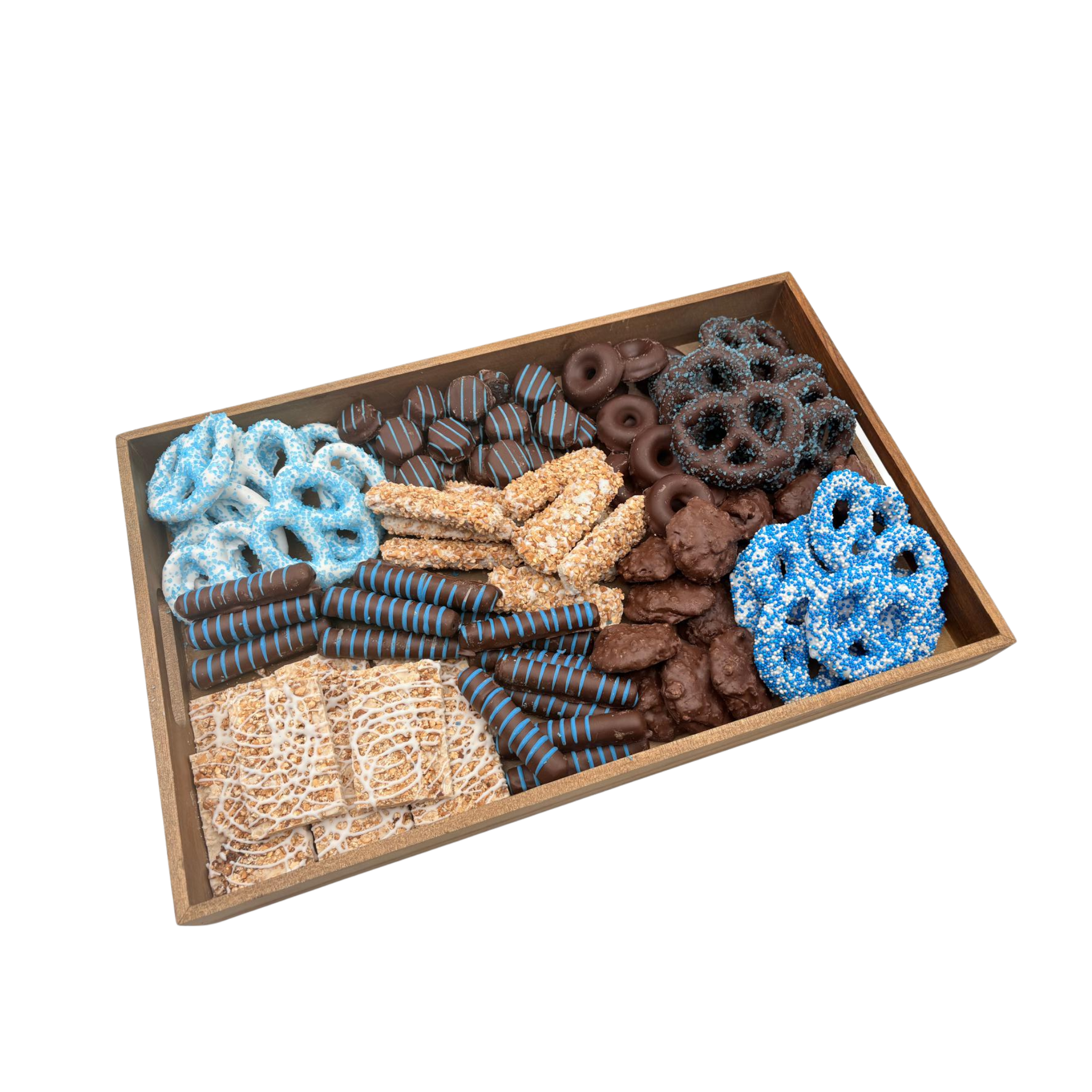 Premium Assorted Chocolates On Wood Board - Blue
