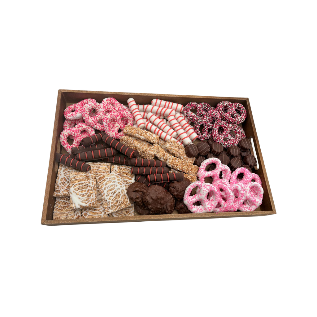 Premium Assorted Chocolates On Wood Board - Pink