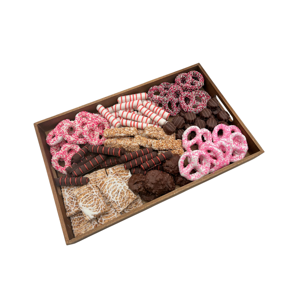 Premium Assorted Chocolates On Wood Board - Pink