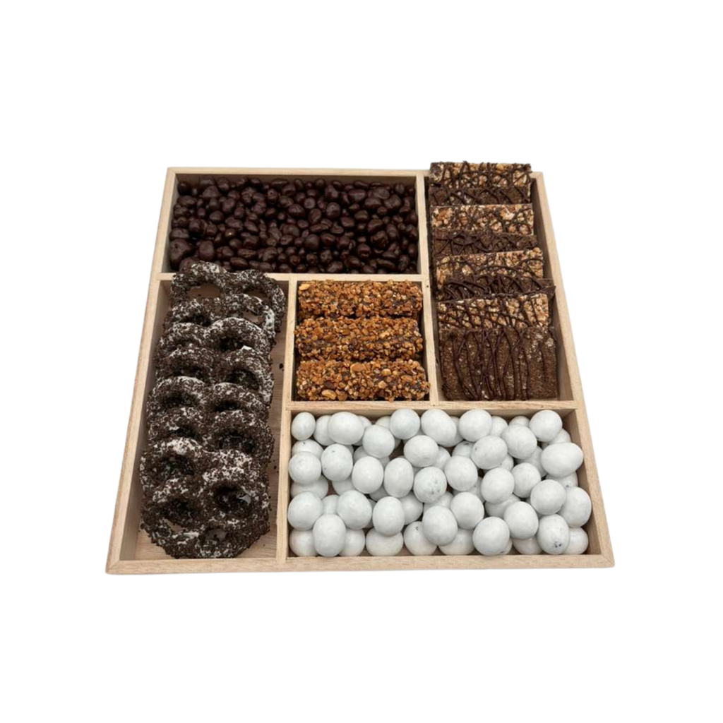 Assorted Chocolate In Large 5 Section Wood Board - Standard