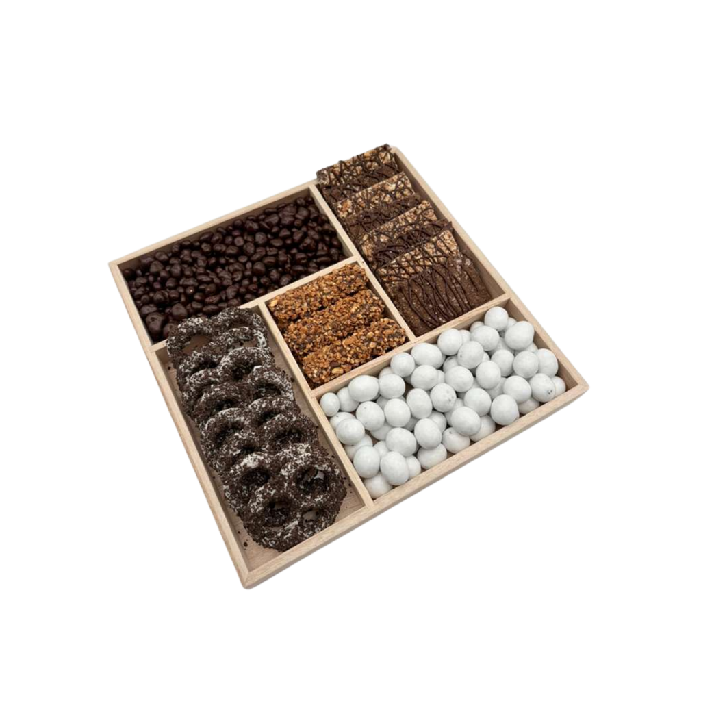 Assorted Chocolate In Large 5 Section Wood Board - Standard