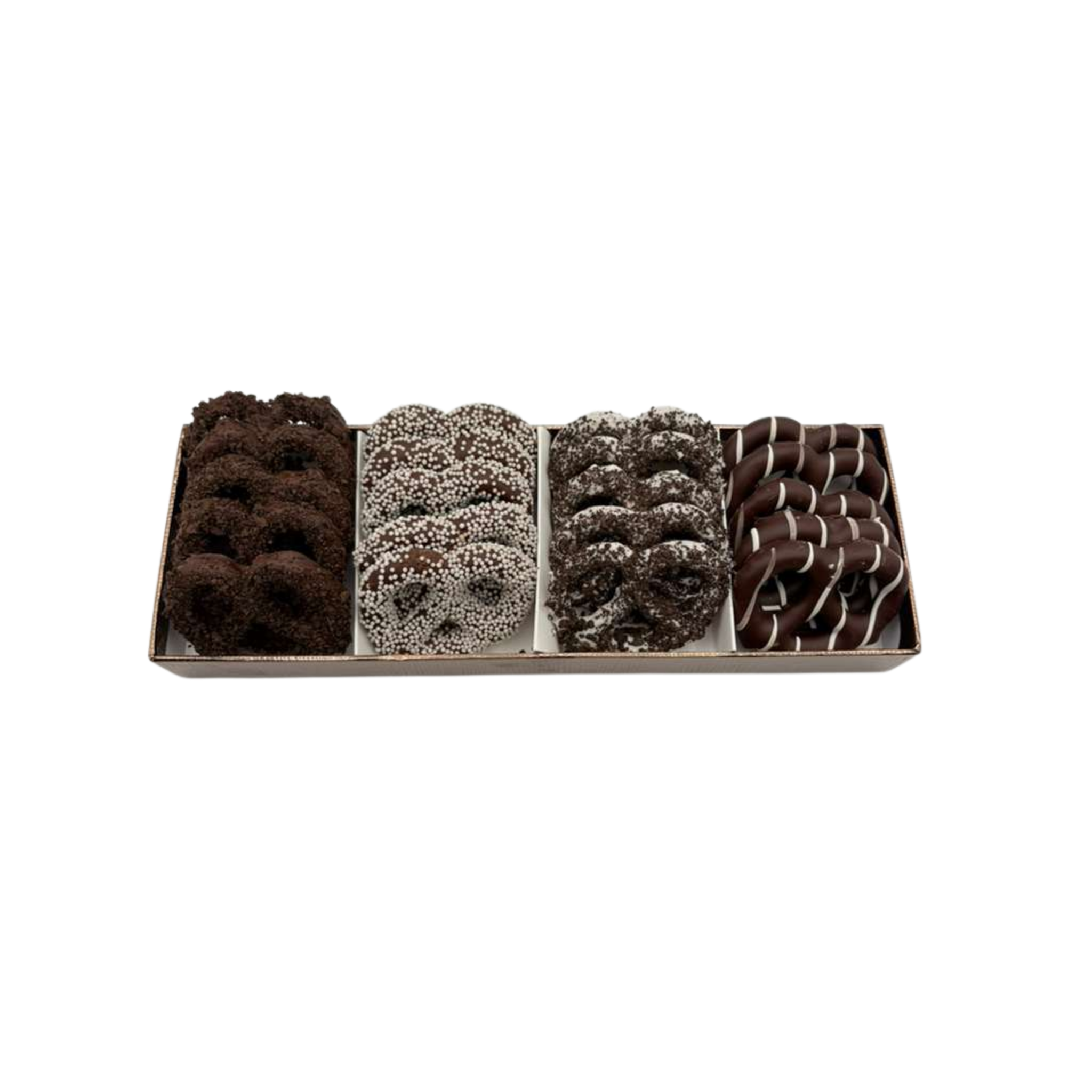Chocolate Covered Pretzels In 4 Section Tray - Standard