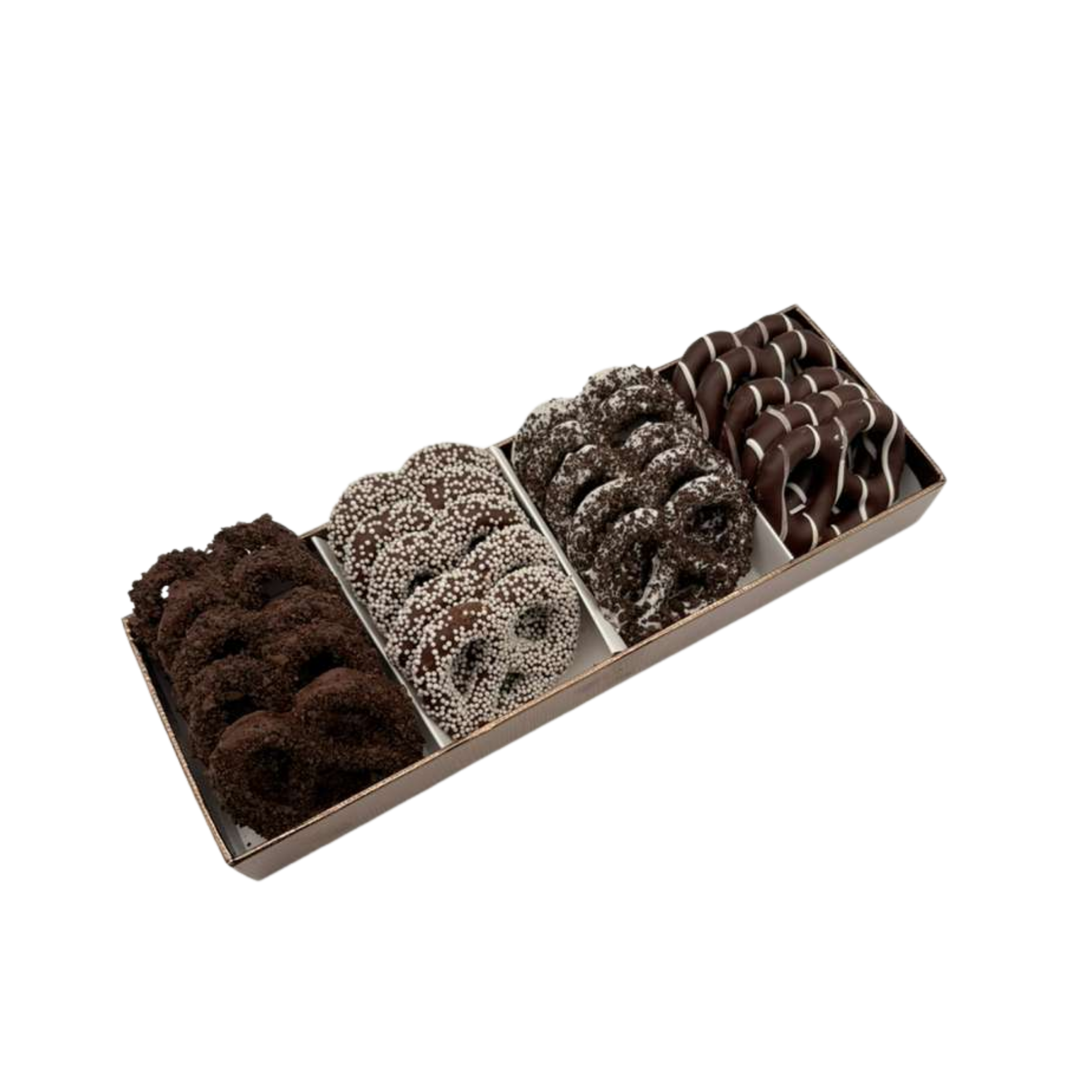 Chocolate Covered Pretzels In 4 Section Tray - Standard