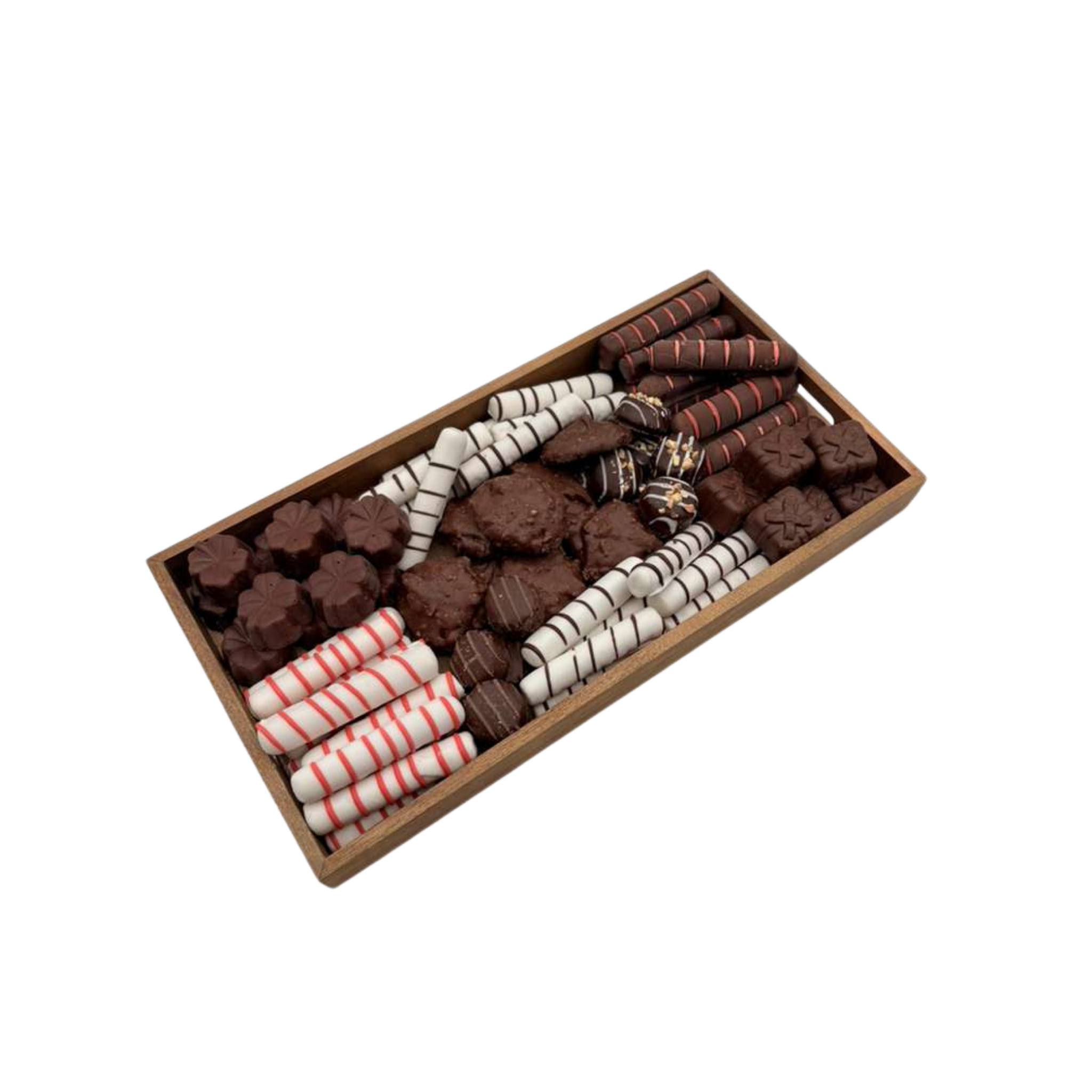 Assorted Chocolates On Wood Board - Pink
