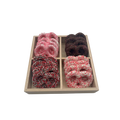 Chocolate Covered Pretzels In 4 Section Wood Tray - Pink