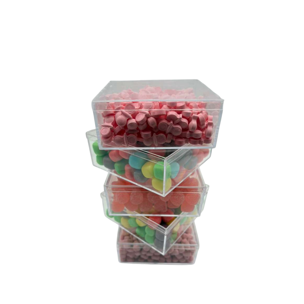 Assorted Candy Tower In Acrylic Squares - Pink