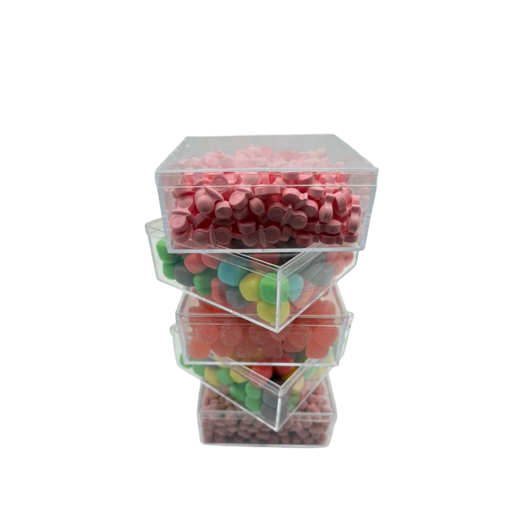 Assorted Candy Tower In Acrylic Squares - Pink