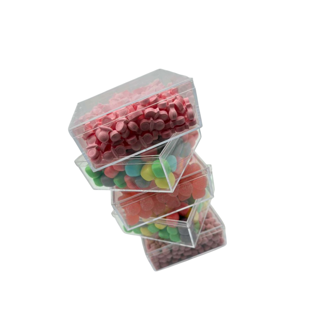 Assorted Candy Tower In Acrylic Squares - Pink
