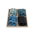 Chocolate Covered Pretzels In 4 Section Wood Tray - Blue