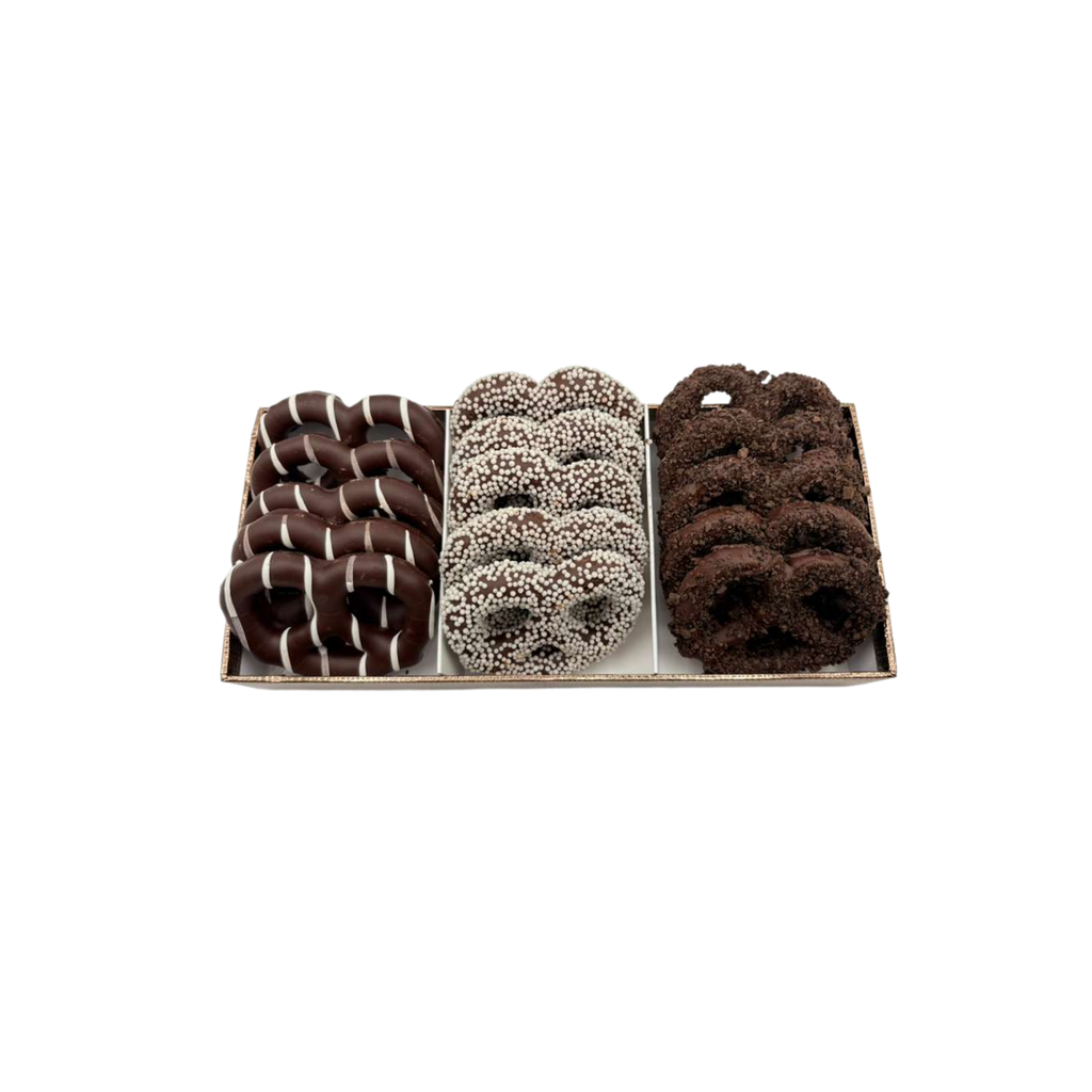 Chocolate Covered Pretzels In 3 Section Tray – Standard