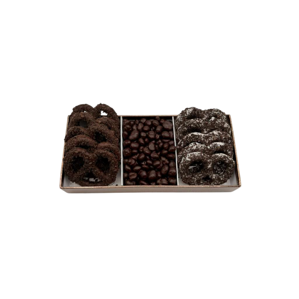 Chocolate Covered Pretzels With Chocolate In 3 Section Tray - Standard
