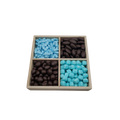 Chocolate With Candy In 4 Section Wood Tray – Blue