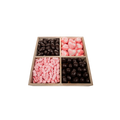Chocolate With Candy In 4 Section Wood Tray – Pink