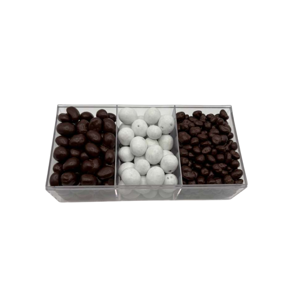 Assorted Chocolates In 3-Section Acrylic Tray - Standard