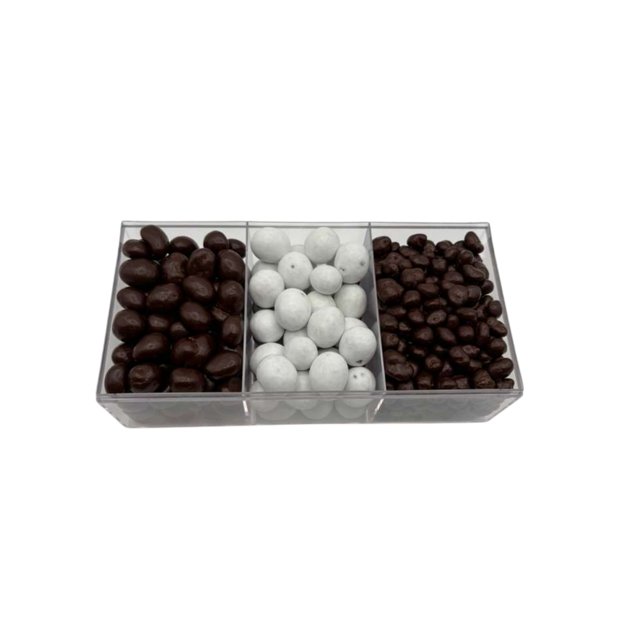 Assorted Chocolates In 3-Section Acrylic Tray - Standard
