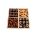 Assorted Chocolate With Nuts In 4-Section Wood Tray - Standard
