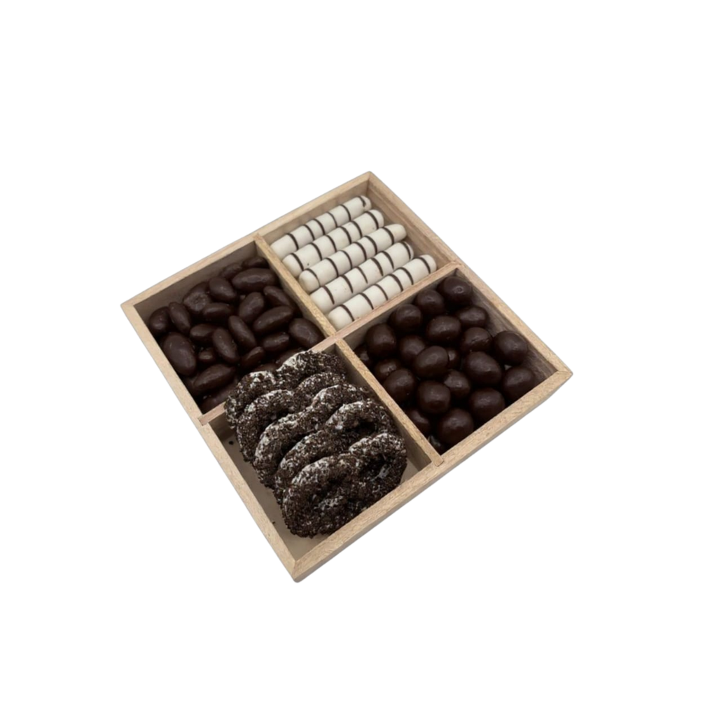 Assorted Chocolates In 4-Section Wood Tray - Standard