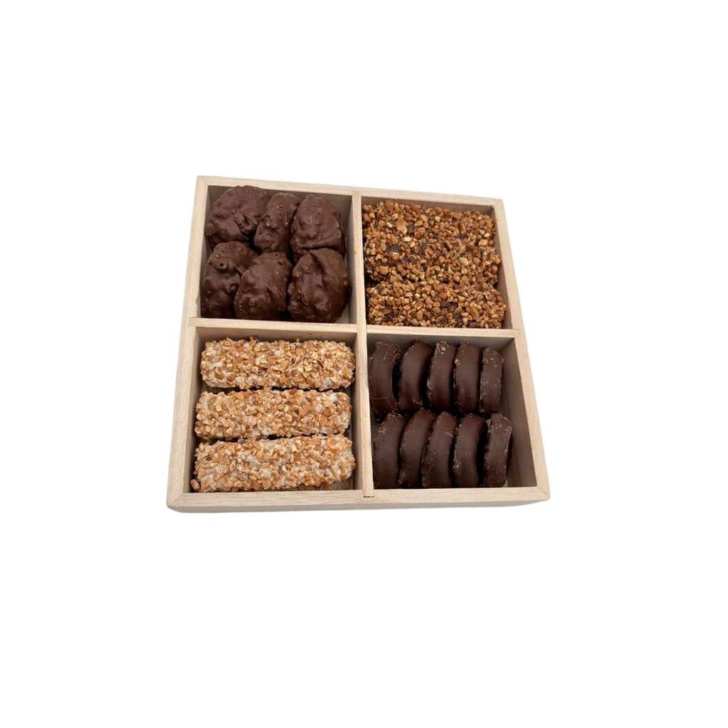 Assorted Chocolates In 4-Section Wood Tray – Standard