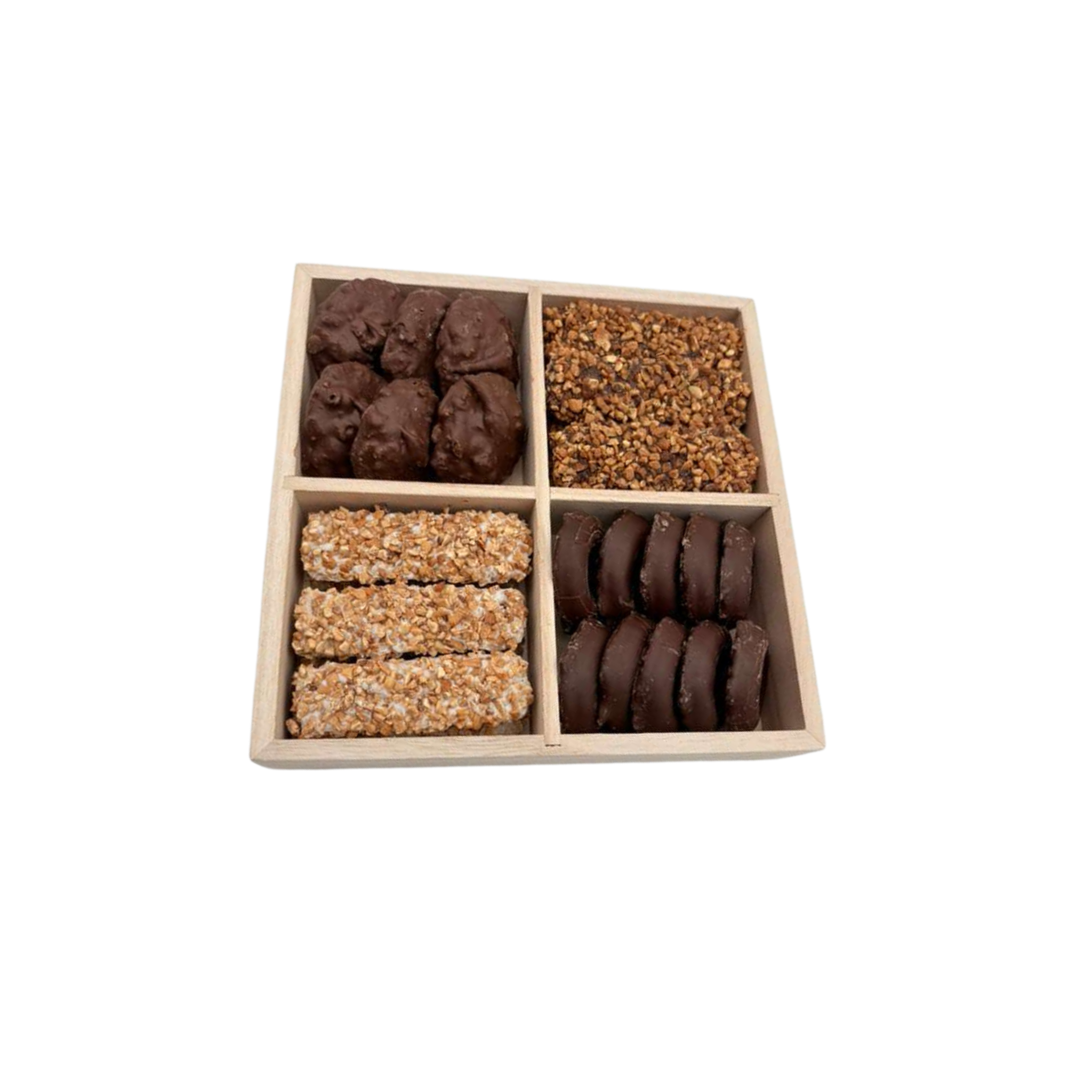 Assorted Chocolates In 4-Section Wood Tray – Standard