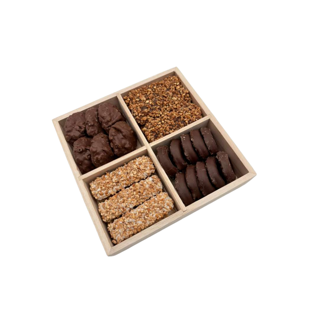 Assorted Chocolates In 4-Section Wood Tray – Standard