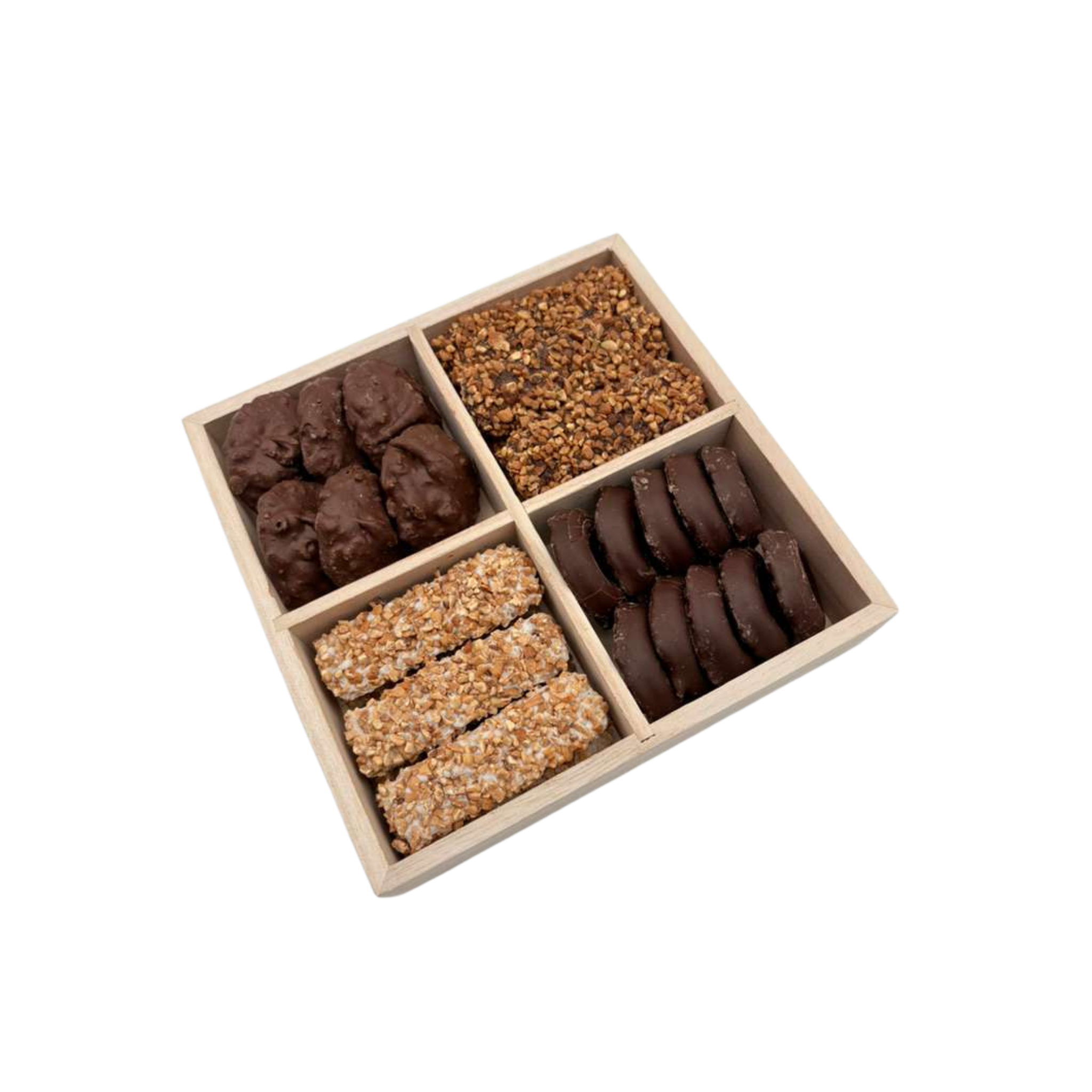 Assorted Chocolates In 4-Section Wood Tray – Standard