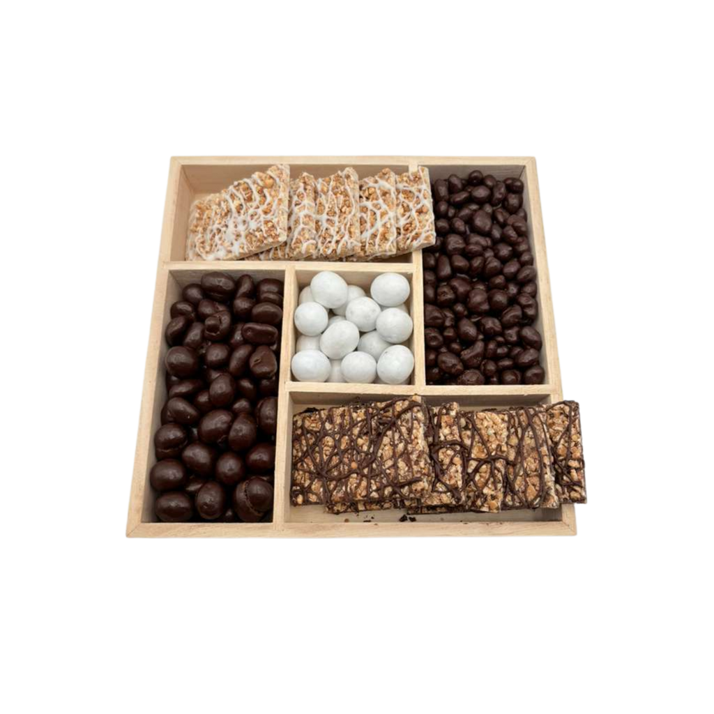 Assorted Chocolates In 5-Section Wood Tray - Standard