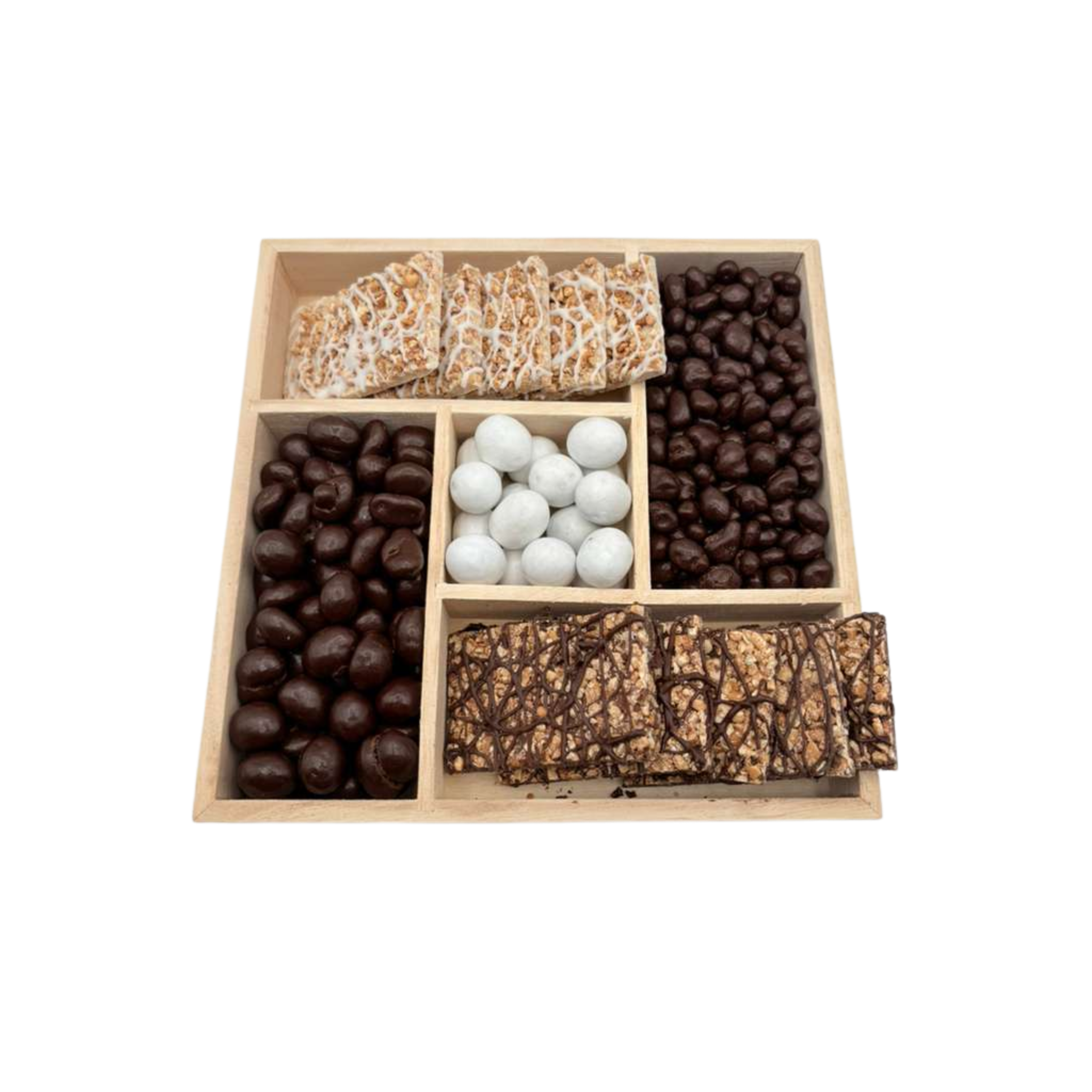 Assorted Chocolates In 5-Section Wood Tray - Standard