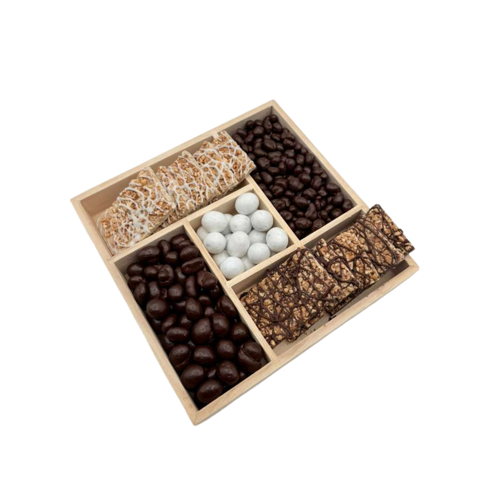 Assorted Chocolates In 5-Section Wood Tray - Standard