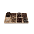 Assorted Chocolates, Candies, And Chocolate Covered Pretzels In 8-Section Wood Tray - Standard