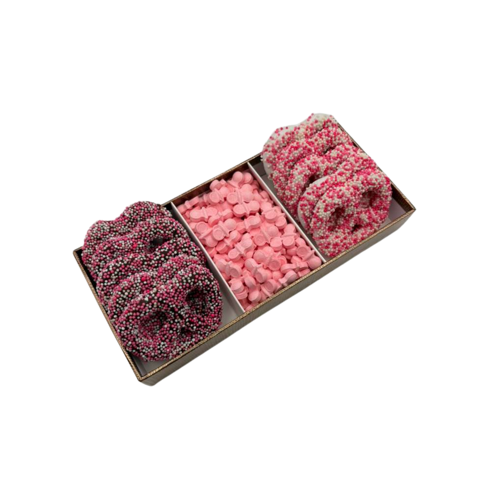 Chocolate Covered Pretzels With Candy - Pink