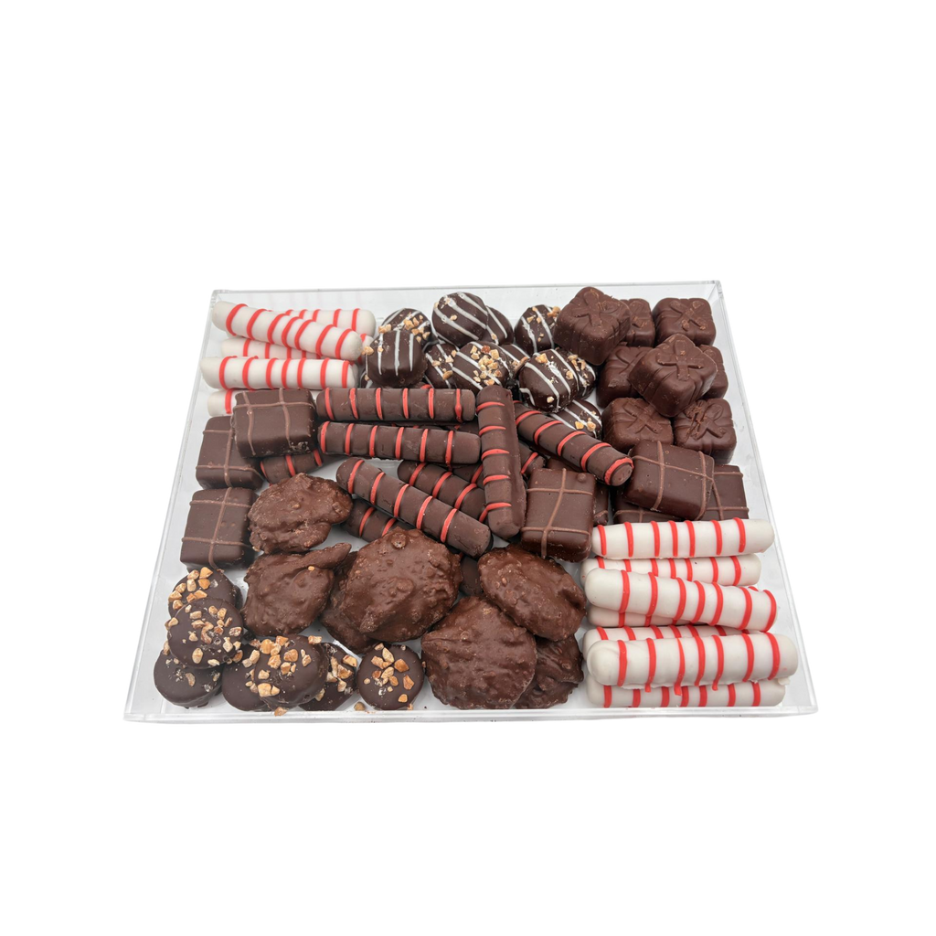 Assorted Chocolates On Lucite Tray – Pink