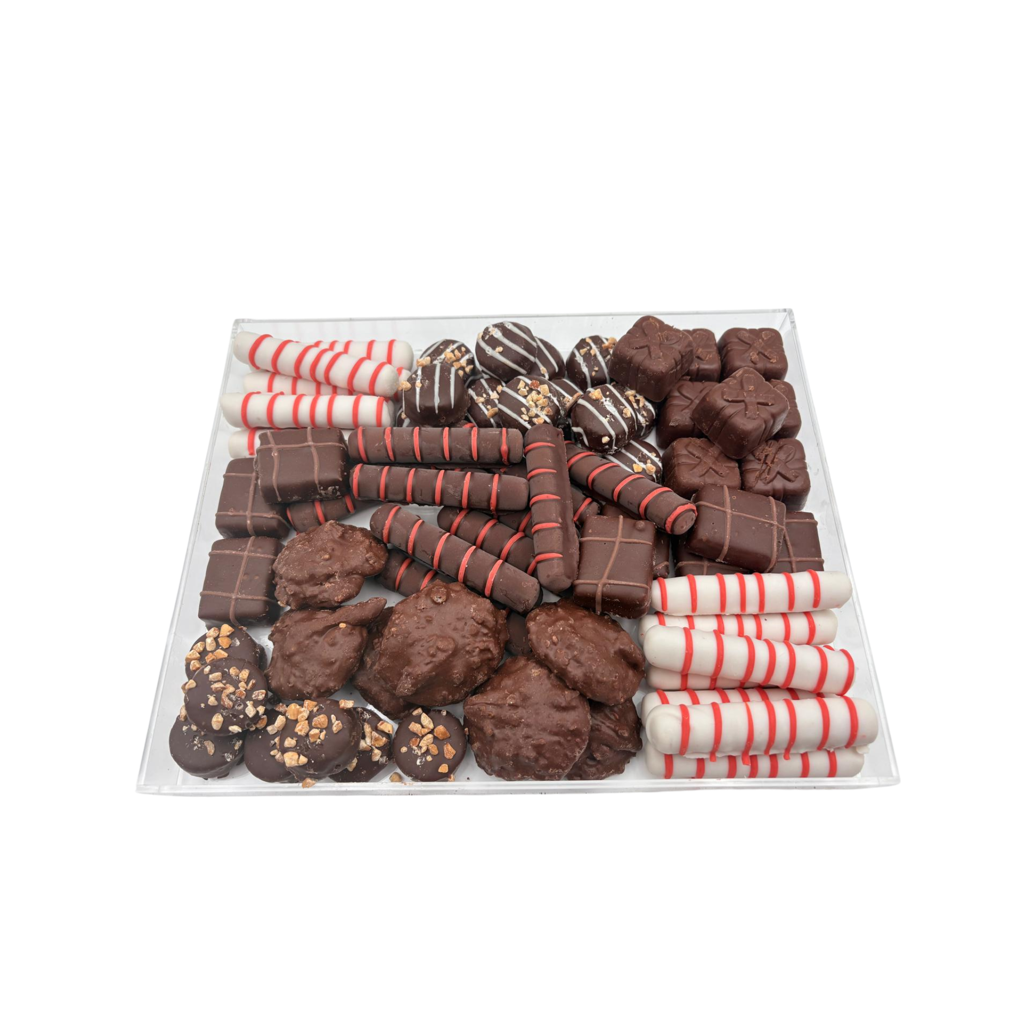 Assorted Chocolates On Lucite Tray – Pink