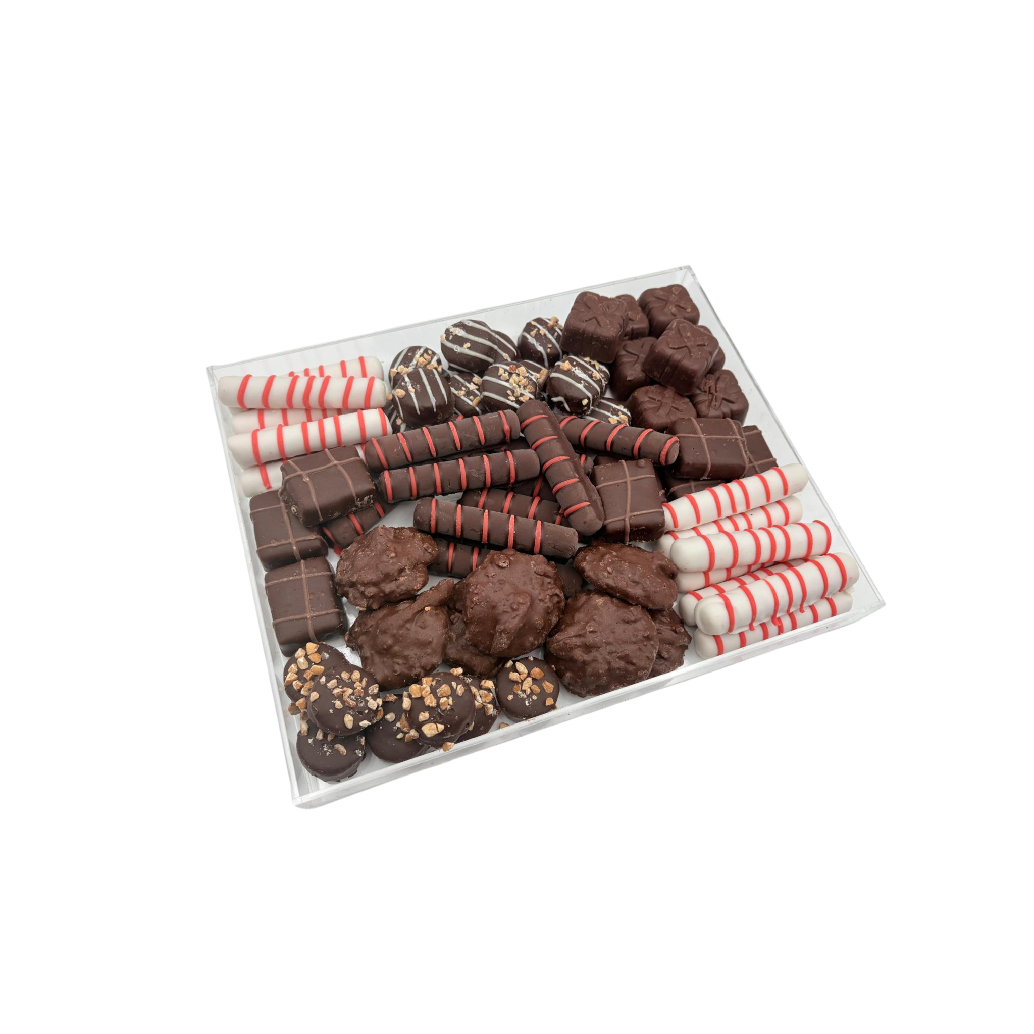 Assorted Chocolates On Lucite Tray – Pink