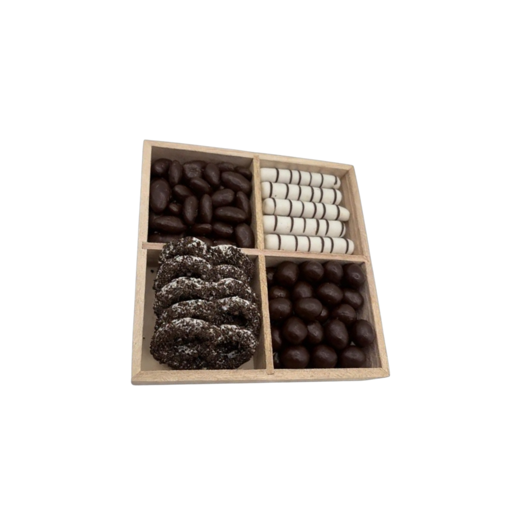 Assorted Chocolates In 4-Section Wood Tray - Standard
