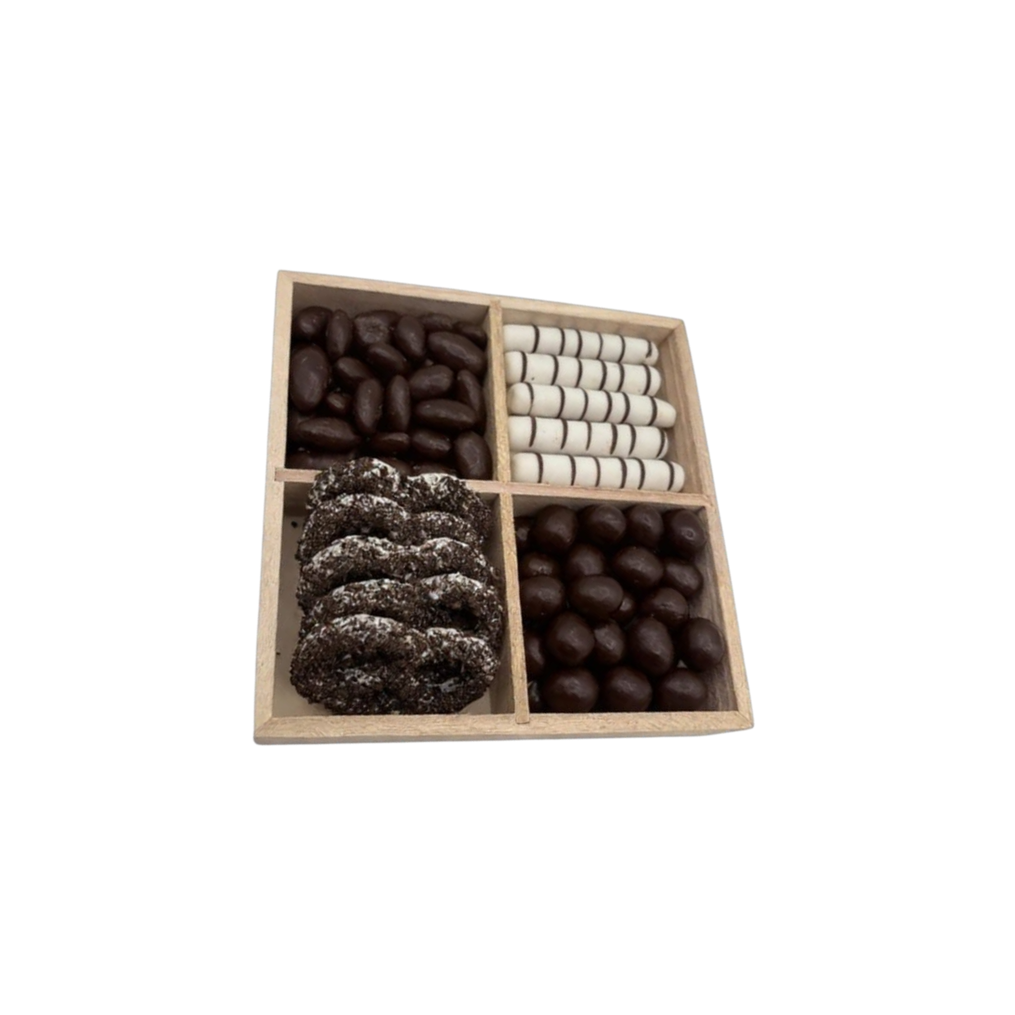 Assorted Chocolates In 4-Section Wood Tray - Standard
